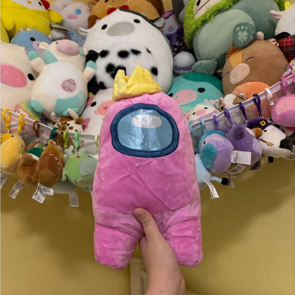 Among Us Pink Plush with Yellow Crown